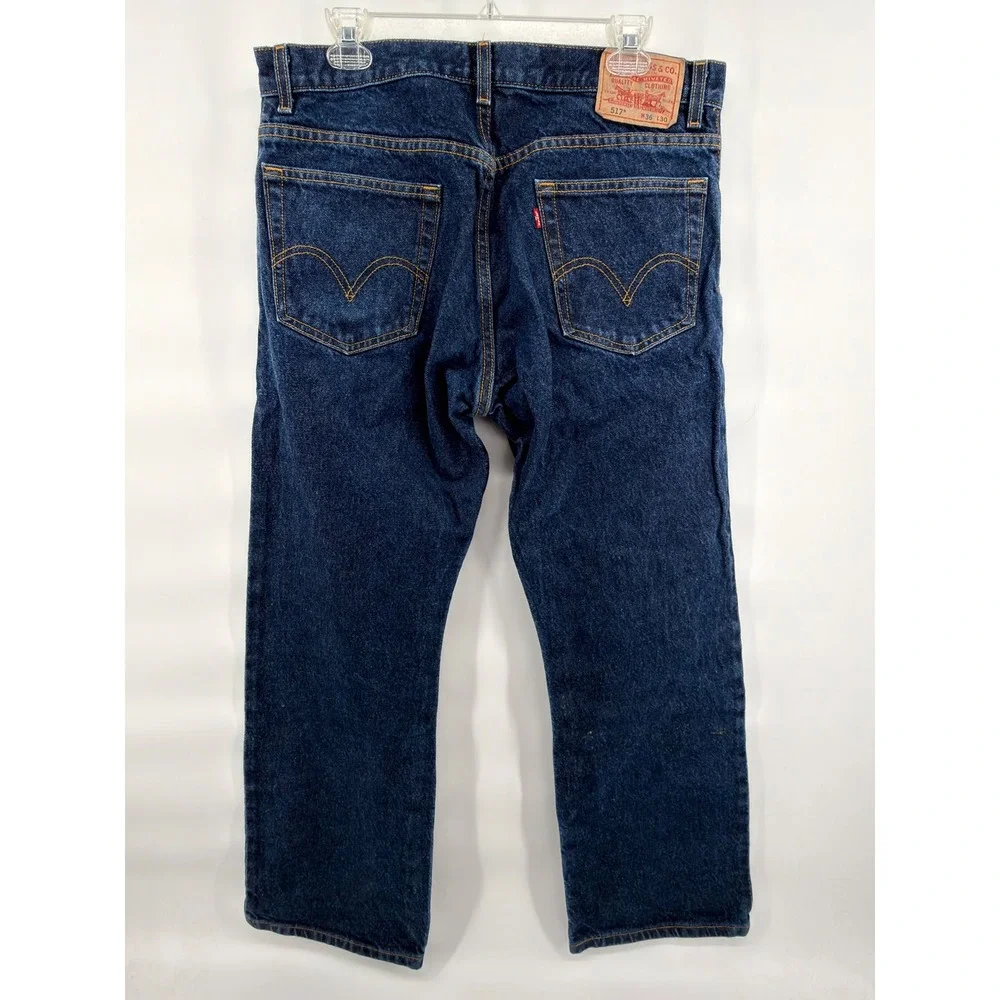 Levi's 517 Mens Jeans 36x30 Blue Denim Dark Wash Regular Fit Bootcut 00517-0216